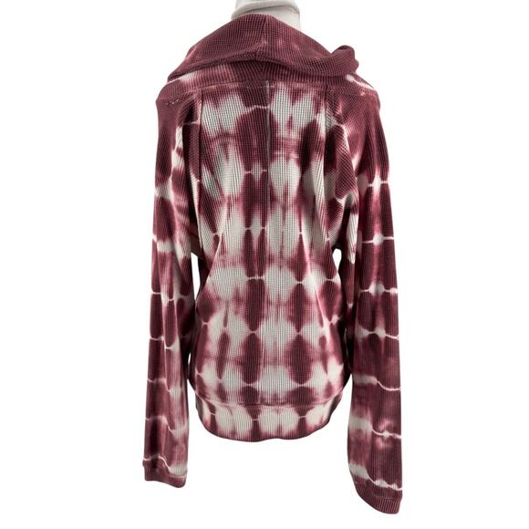 Pilcro Anthropologie Women's Tie Dye Pink Angie Cowl Neck Waffle Knit Thermal XS - Picture 2 of 6